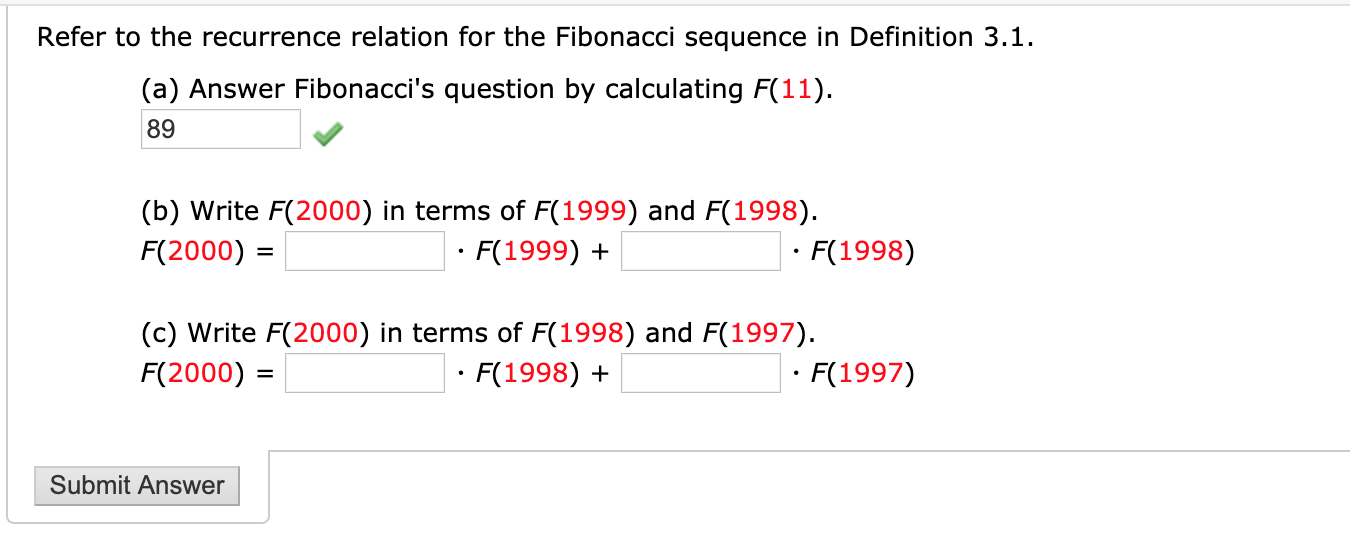 Solved Refer to the recurrence relation for the Fibonacci | Chegg.com