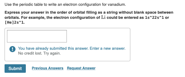 Solved Use the periodic table to write an electron | Chegg.com