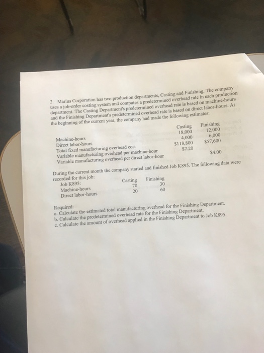 Solved Please help with this managerial accounting question. | Chegg.com