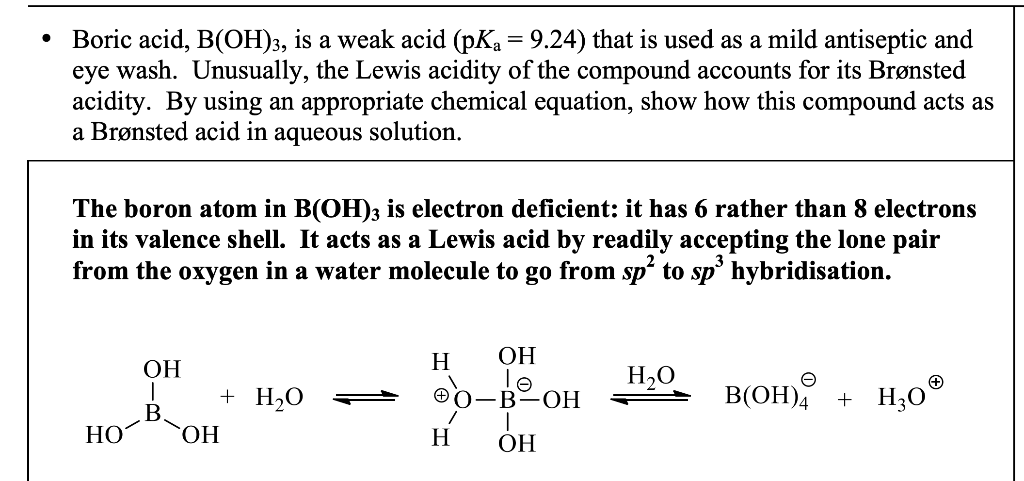 Solved 3. (3 pts). Boric acid, B(OH)3, belongs to the C31