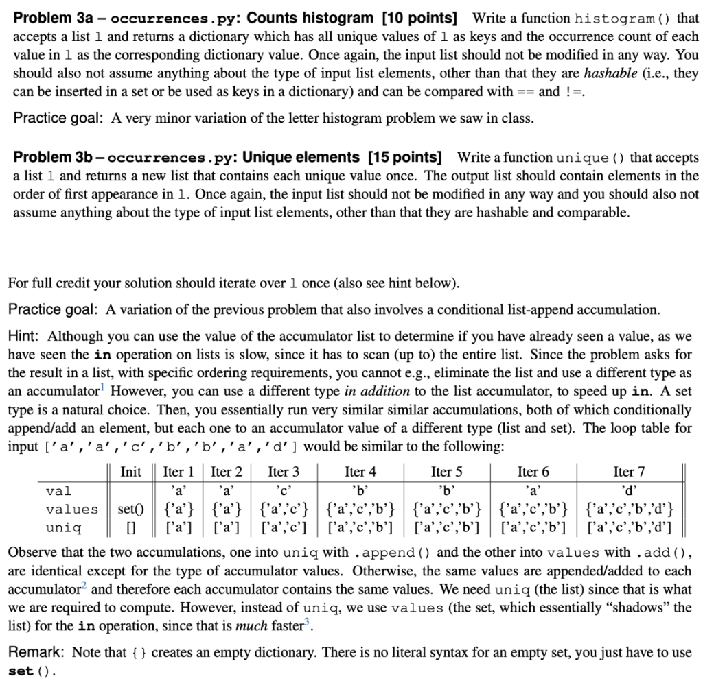 Solved Problem 3a – occurrences.py: Counts histogram [10 | Chegg.com