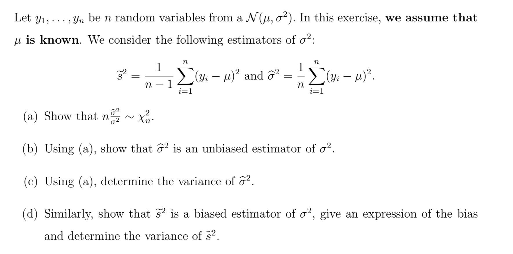 Solved Let Yi Yn Be N Random Variables From A N U 0 Chegg Com