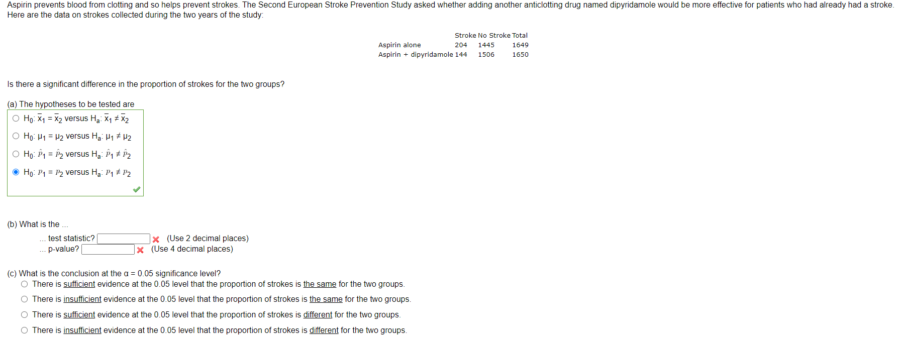 Solved Aspirin prevents blood from clotting and so helps