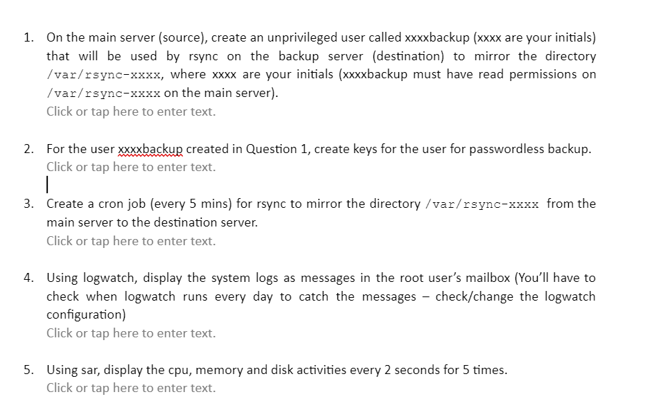 Solved 1. On the main server (source), create an | Chegg.com