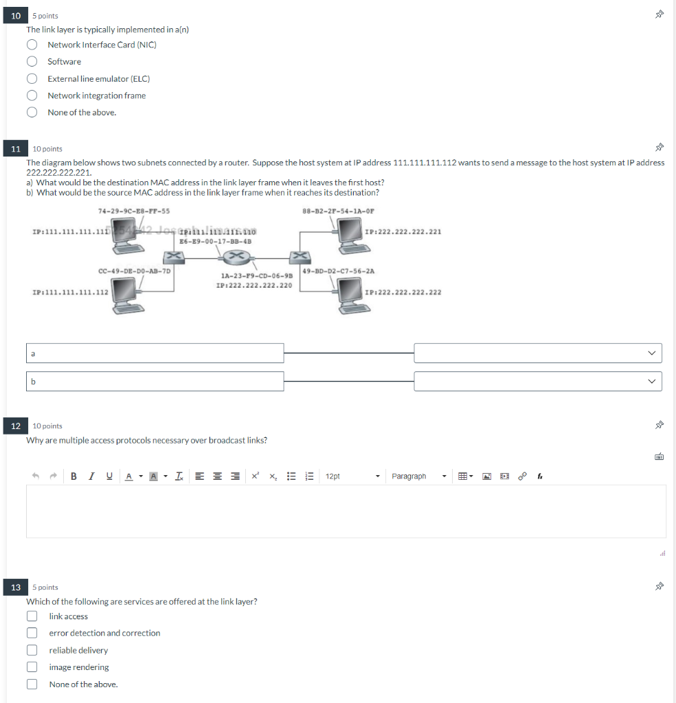 Solved 105 points The link layer is typically implemented in | Chegg.com