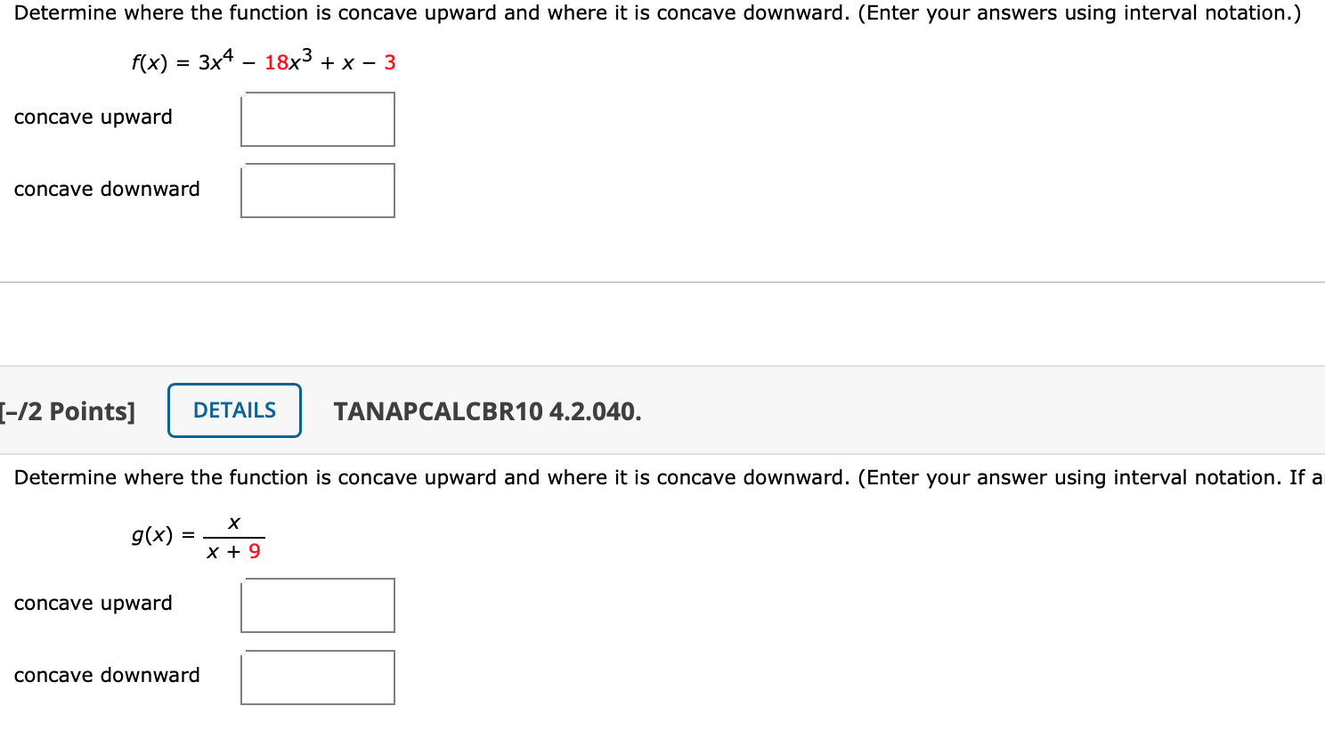Solved Determine where the function is concave upward and | Chegg.com
