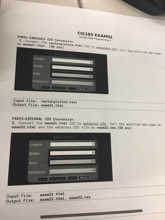 Solved CIS385 EXAMO2 C15385 Web Programming 1 PART1-EMBEDDED | Chegg.com
