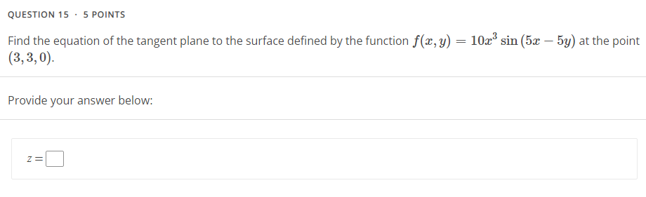 Solved QUESTION 15 · 5 POINTS Find the equation of the | Chegg.com