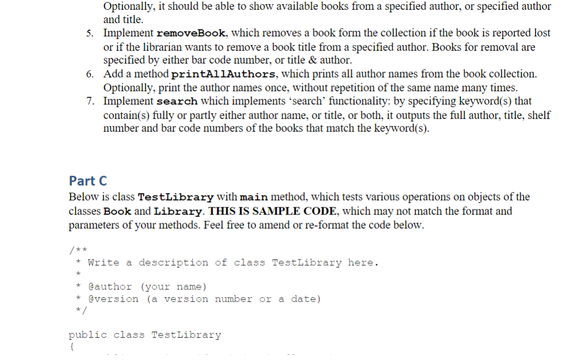 Solved Part A Below is the outline for a Book class. The | Chegg.com