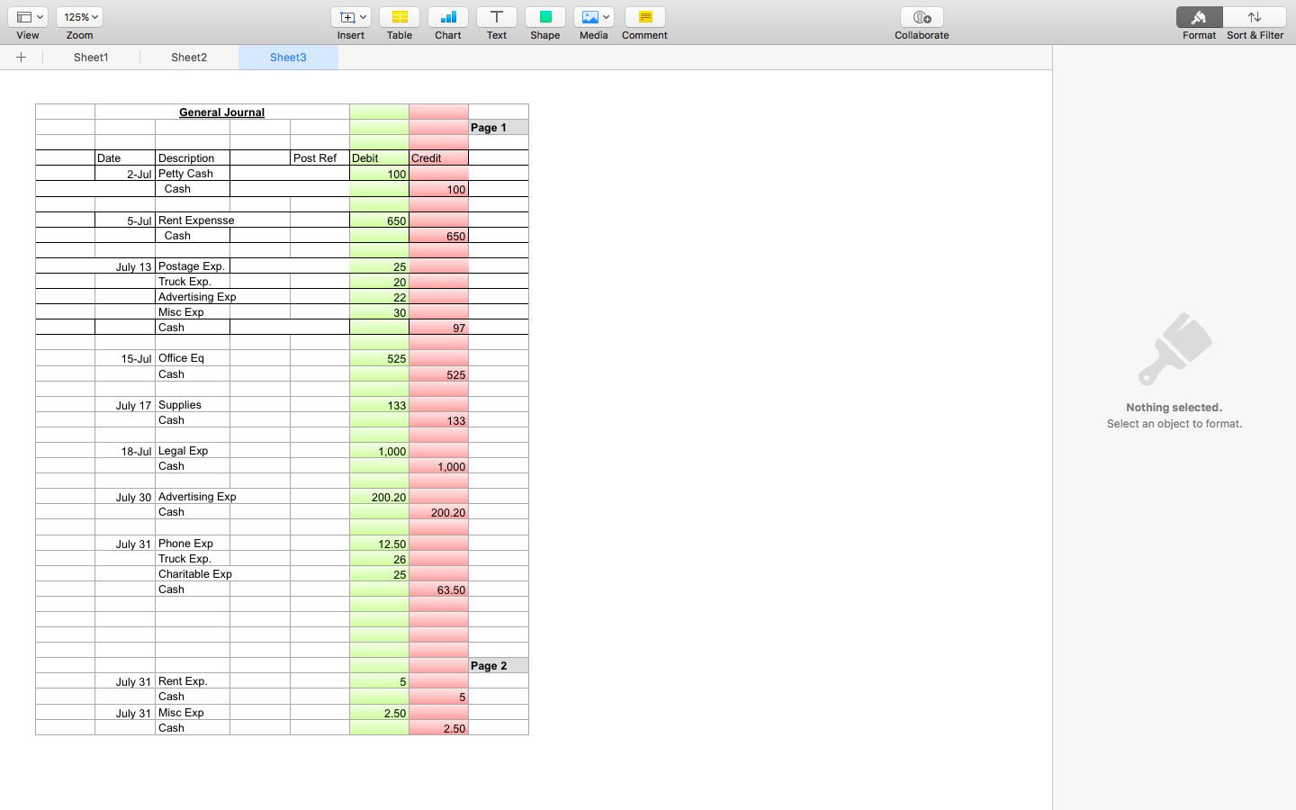 Turner Excavation maintains a checking account and