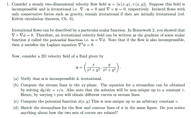 Solved 1. Consider A Steady Two-dimensional Velocity Ow Eld | Chegg.com