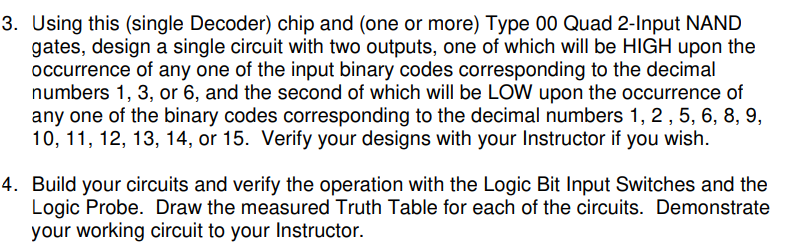 Solved (Multisim) Using this (single Decoder) chip and (one | Chegg.com