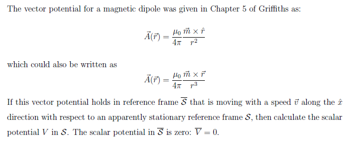 Solved The vector potential for a magnetic dipole was given | Chegg.com