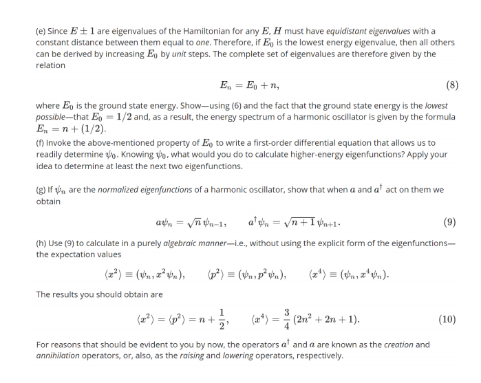 Solved The Hamiltonian of a harmonic oscillator has, in its