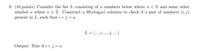 9 10 Points Consider The List L Consisting Of N Chegg Com
