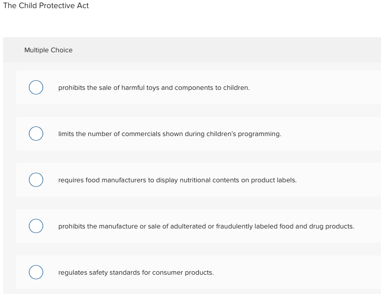 Solved The Child Protective Act Multiple Choice prohibits
