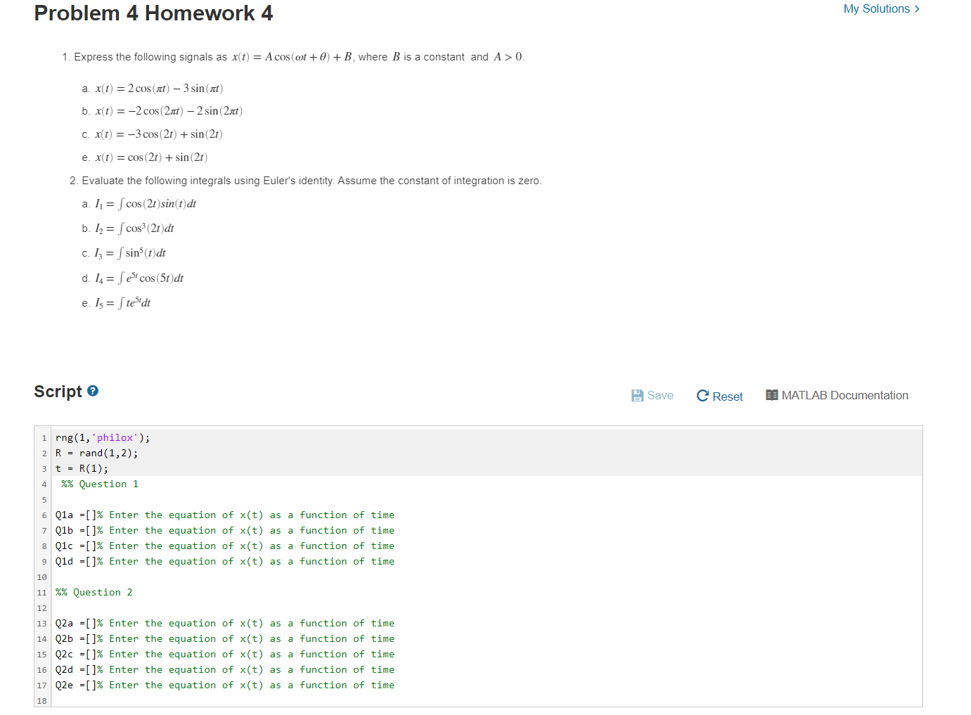 Solved Problem 4 Homework 4 My Solutions 1. Express The | Chegg.com