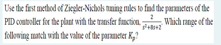 Solved Use the first method of Ziegler-Nichols tuning rules | Chegg.com