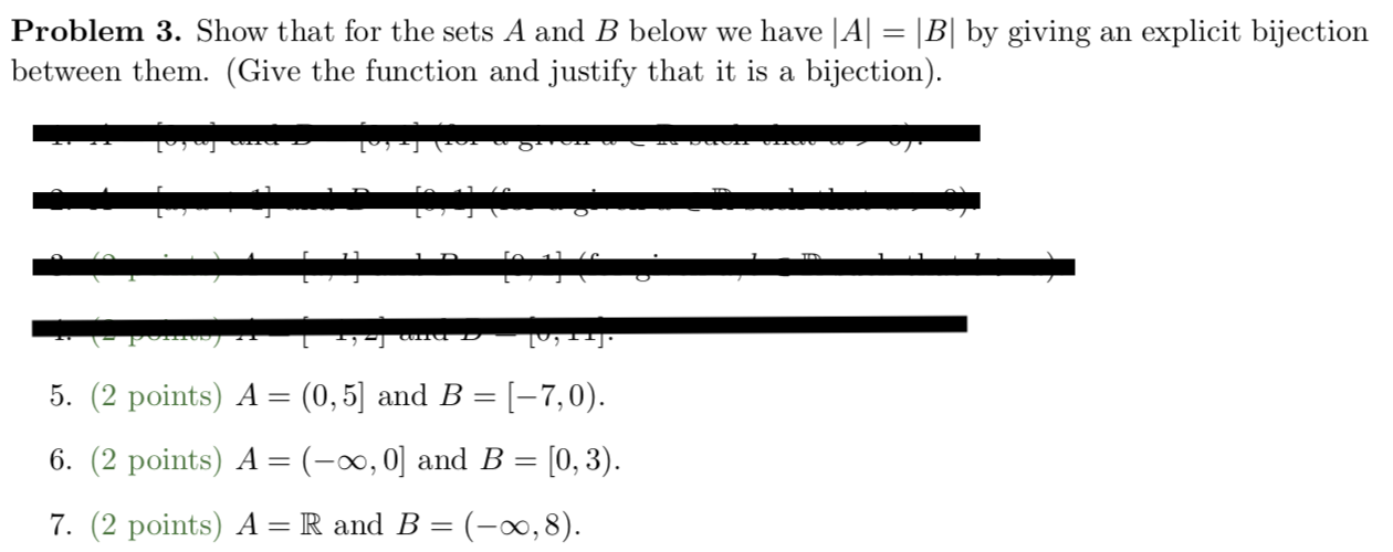 Solved Problem 3. Show That For The Sets A And B Below We | Chegg.com