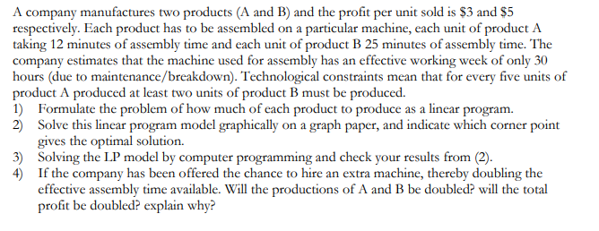 Solved Solve the following LP model, using Python, Excel | Chegg.com