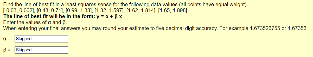 Solved Find the line of best fit in a least squares sense | Chegg.com