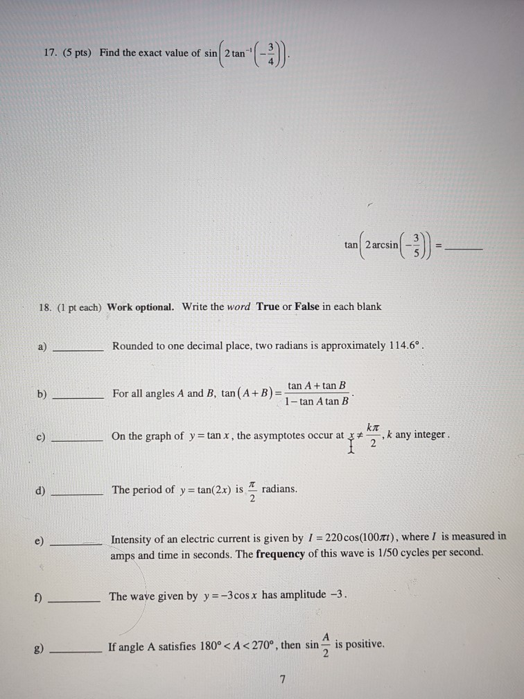Solved 17 5 Pts Find The Exact Value Of Sin 2 Tan 2 Chegg Com Solved 17 5 Pts Find The Exact Value Of Sin 2 Tan 2 Chegg Com