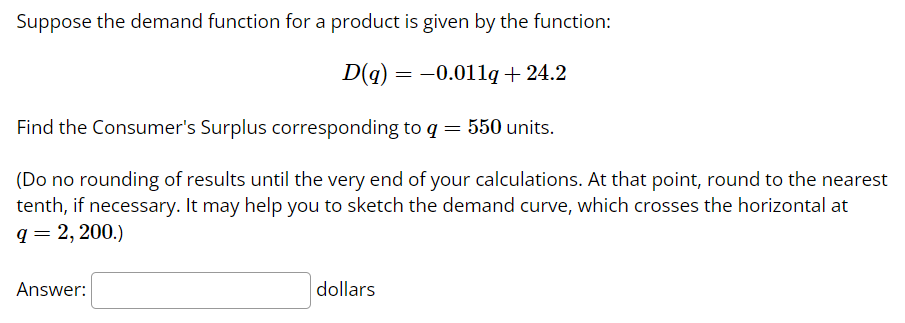 Solved Suppose The Demand Function For A Product Is Given By | Chegg.com