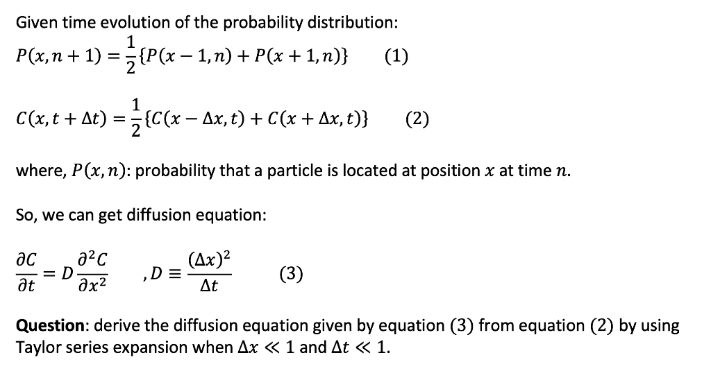 Solved Given time evolution of the probability distribution: | Chegg.com