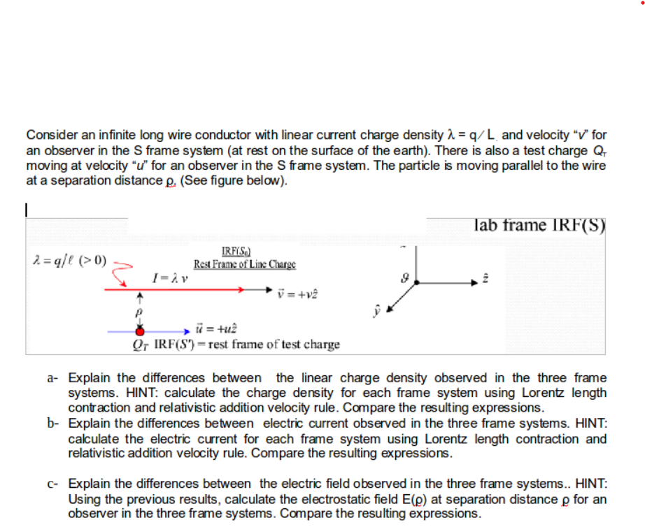 Consider An Infinite Long Wire Conductor With Linear | Chegg.com