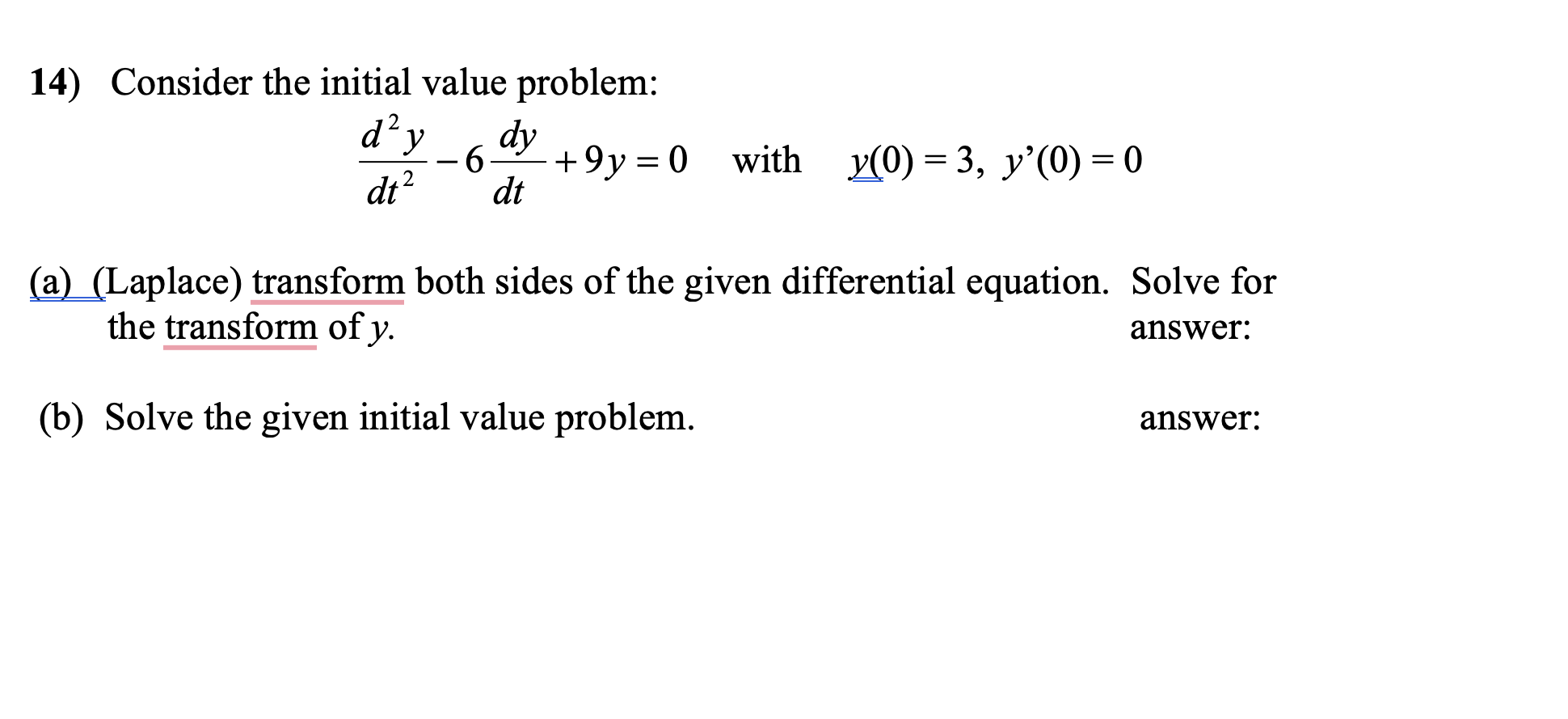 Solved 14 Consider The Initial Value Problem