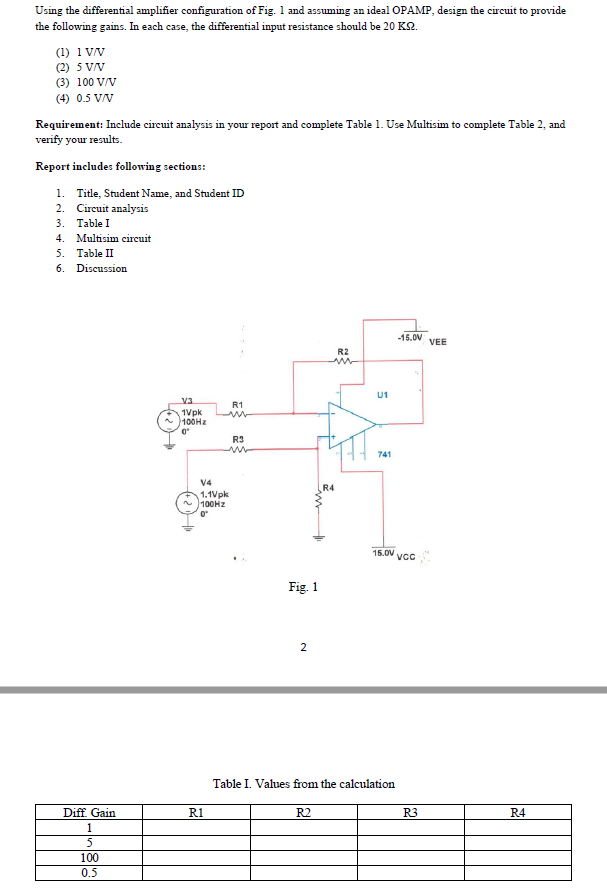 Solved Using the differential amplifier configuration of | Chegg.com