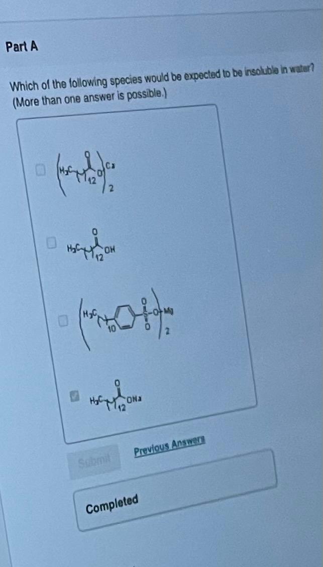 Solved Part A Which Of The Following Species Would Be | Chegg.com