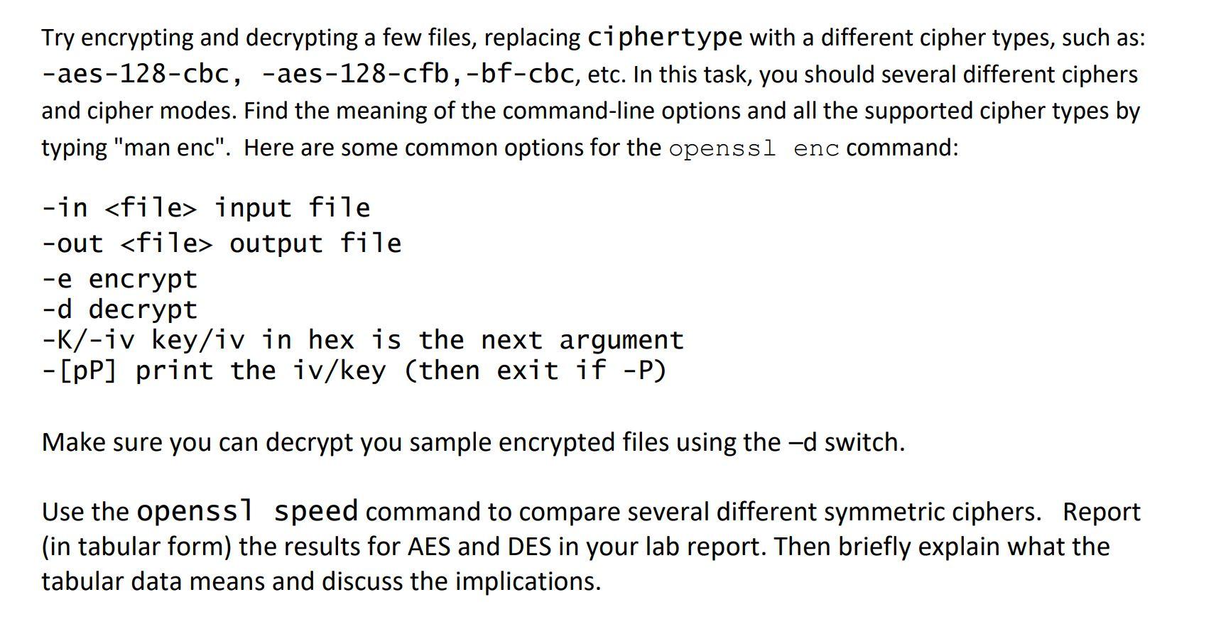 Symmetric encryption using different ciphers and | Chegg.com