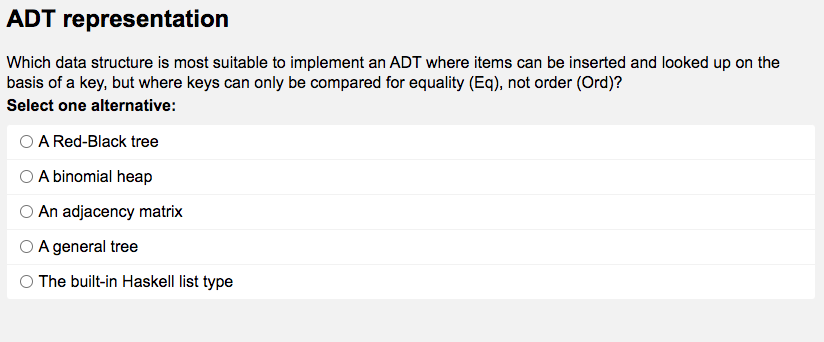Solved ADT representation Which data structure is most | Chegg.com