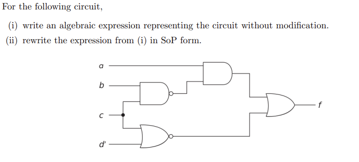 Solved For the following circuit, (i) write an algebraic | Chegg.com