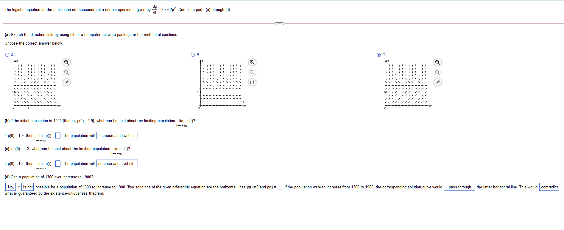Solved dp The logistic equation for the population (in | Chegg.com