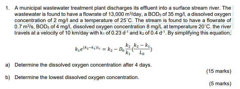 solved-1-a-municipal-wastewater-treatment-plant-discharges-chegg