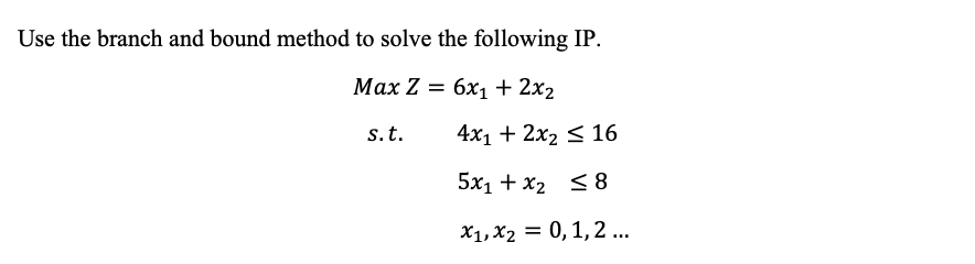 Solved Use the branch and bound method to solve the | Chegg.com