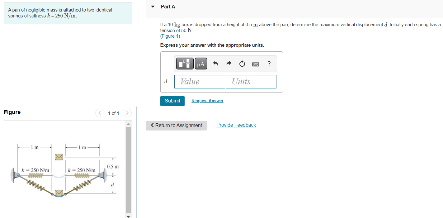 Solved A pan of negligible mass is attached to two identical | Chegg.com