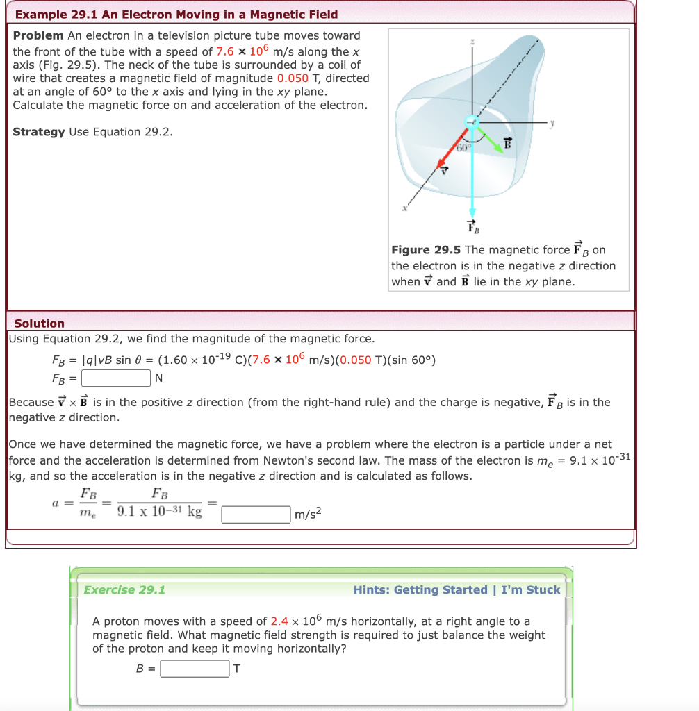 Solved Example 29.1 An Electron Moving in a Magnetic Field | Chegg.com