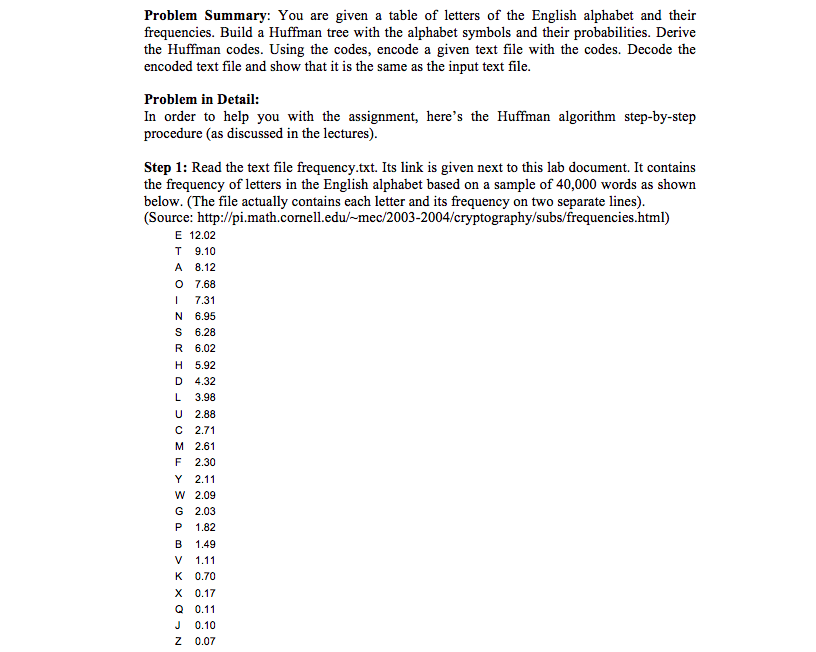 huffman treee input vector freq output vector code