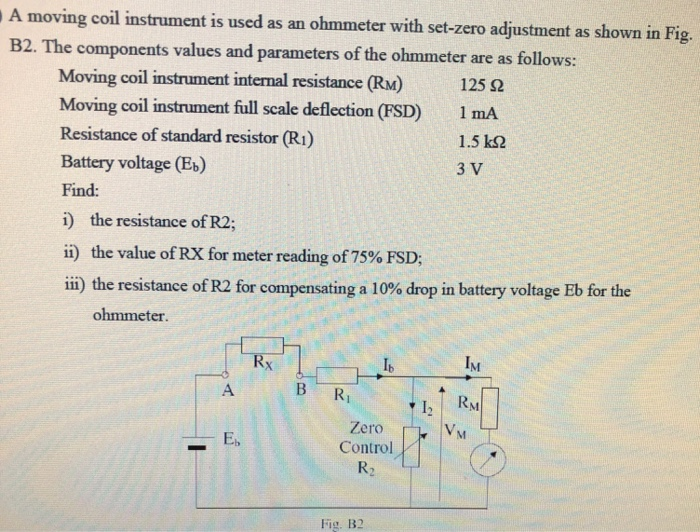 Solved A moving coil instrument is used as an ohmmeter with