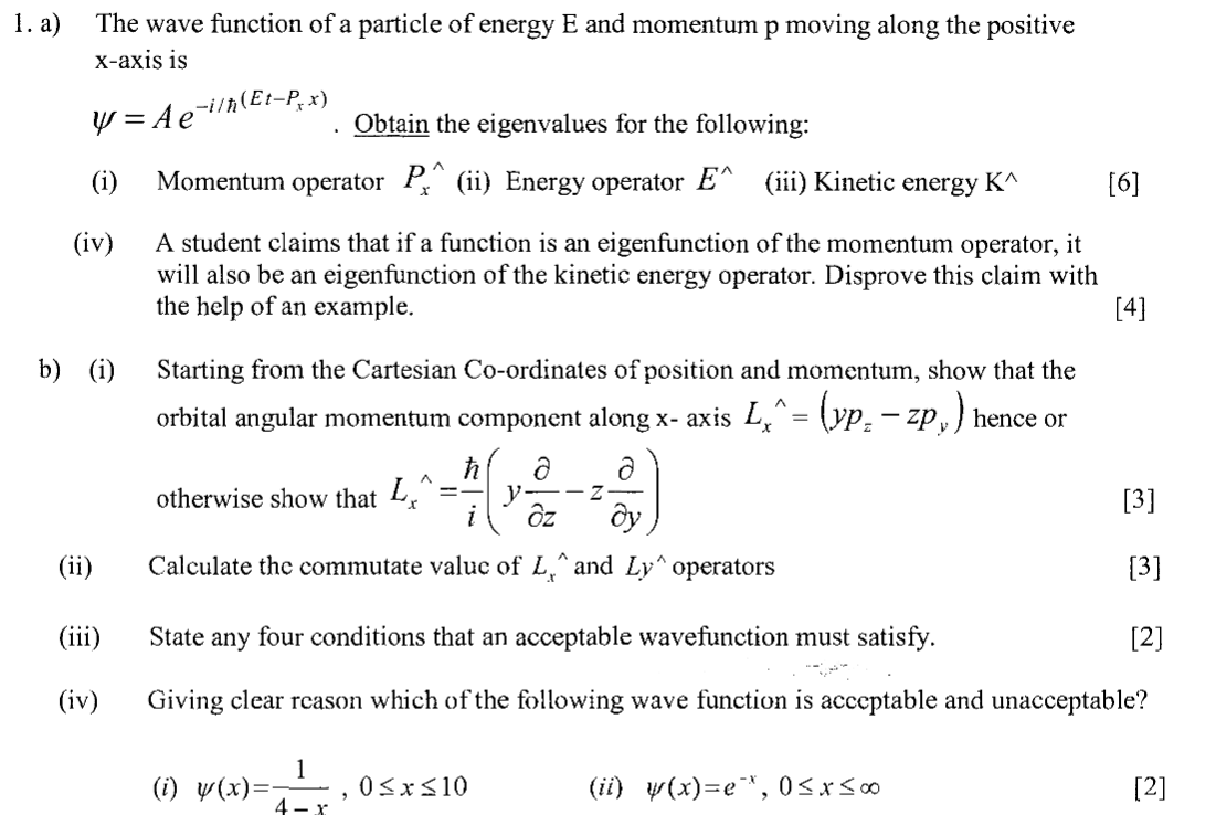 Solved 1. a) The wave function of a particle of energy E and | Chegg.com