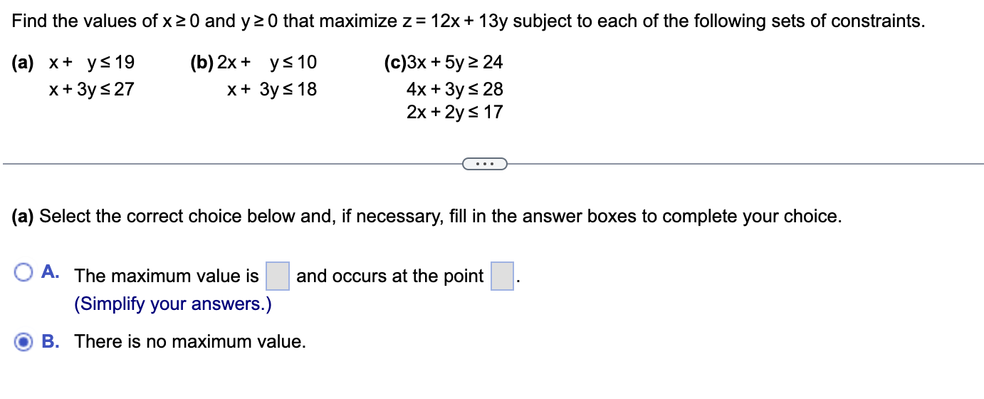 Find the values of x≥0 and y≥0 that maximize | Chegg.com