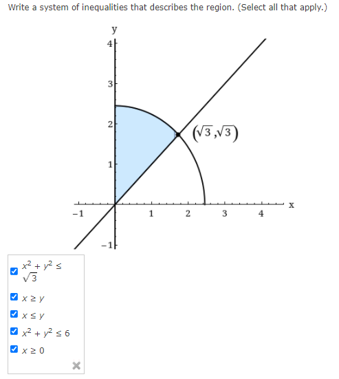 Solved Write an inequality for the shaded region shown in | Chegg.com