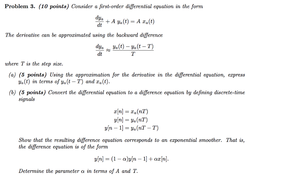 Solved Problem 3. (10 points) Consider a first-order | Chegg.com