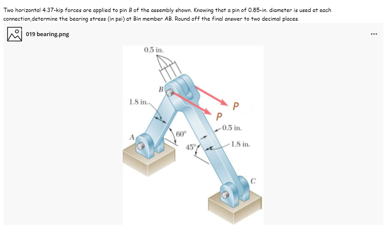 Solved Two Horizontal 4.37-kip Forces Are Applied To Pin B | Chegg.com