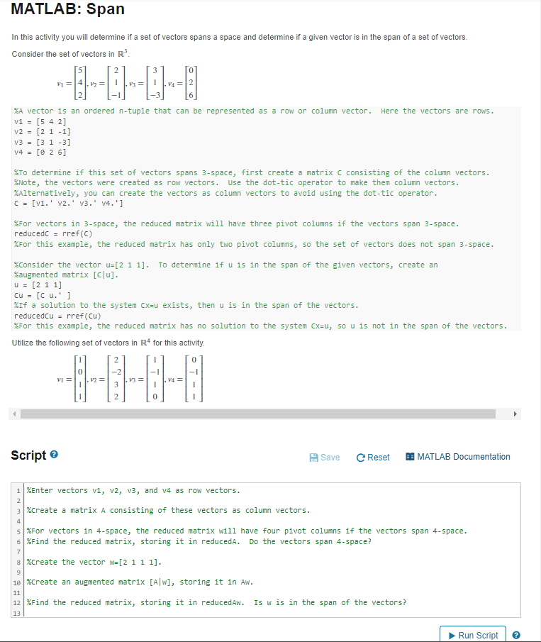 Solved Enter vectors v1 v2 v3 and v4 as row Chegg