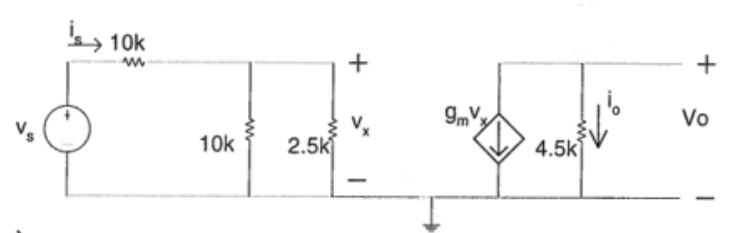 Solved Consider amplifier circuit gm=40mA/V: - Find voltage | Chegg.com