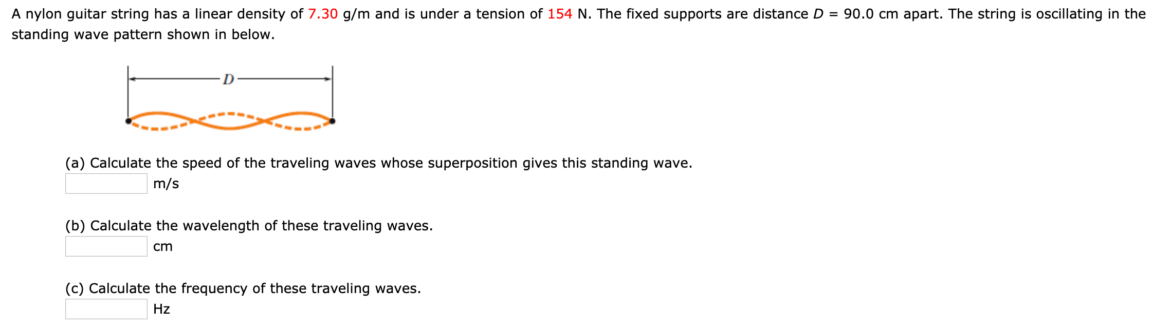 Solved A nylon guitar string has a linear density of 7.30
